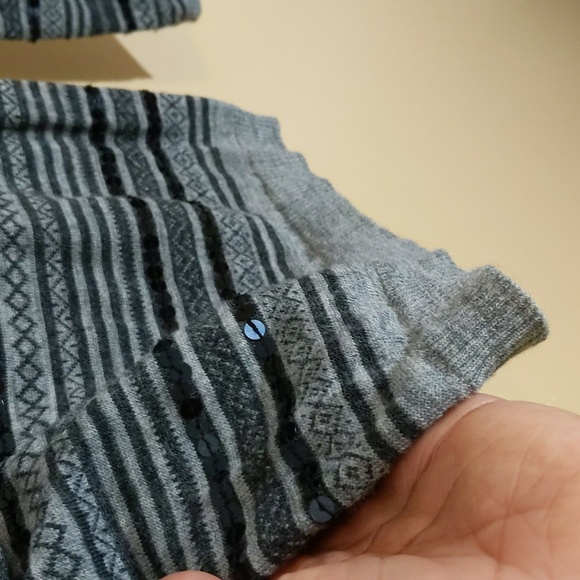 Antonio Melani| Black and Grey Striped Sequined Crew Neck Sweater - Picture 5 of 11